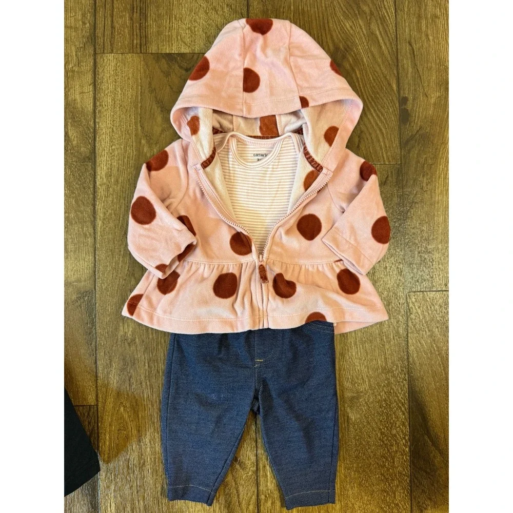 Carters Baby Girl Outfits 3 Months Leggings Jeans Long Sleeved Shirts Zip Jacket